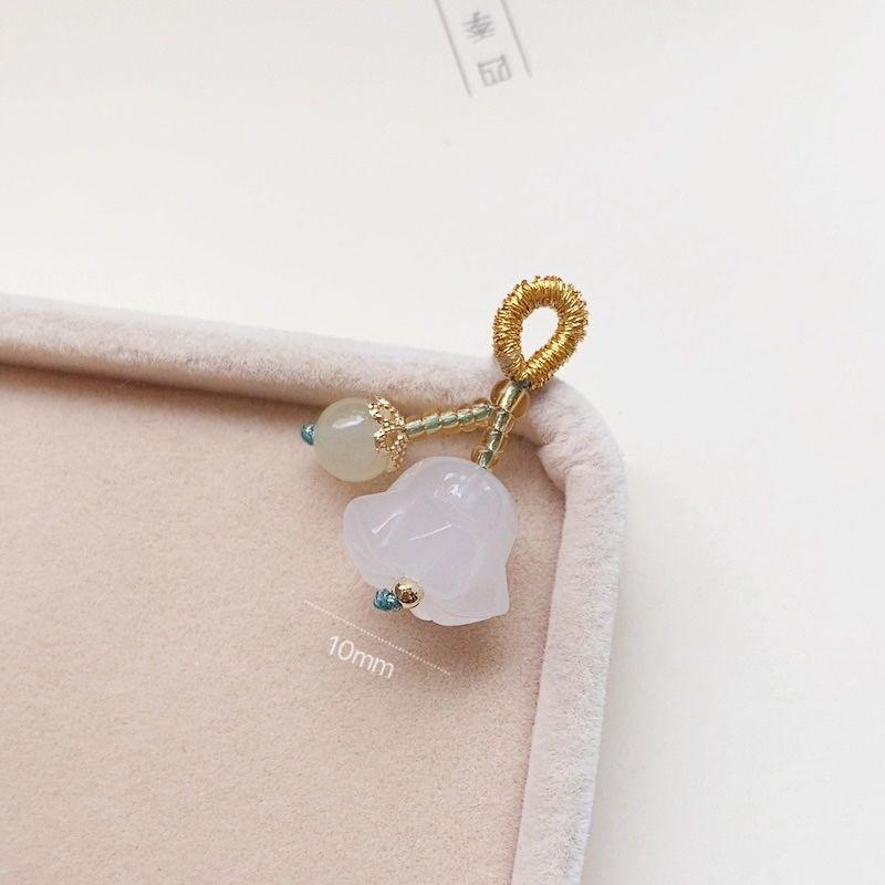 

Natural Jade Lily Pendant Jinsi Jade Yellow Dragon Jade Ornament DIY Bracelet Small Sliding Clothing Overlapping-Weight Chinese Style Golden Jade Ring Pendant/White