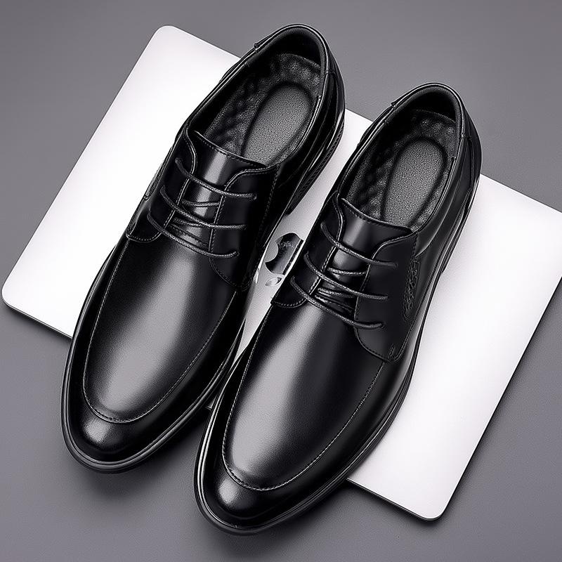 Young Men's Korean Version Wedding Groom Leather Shoes Men's Business Dress British Style Casual Leather Shoes Support Ciphertext Order