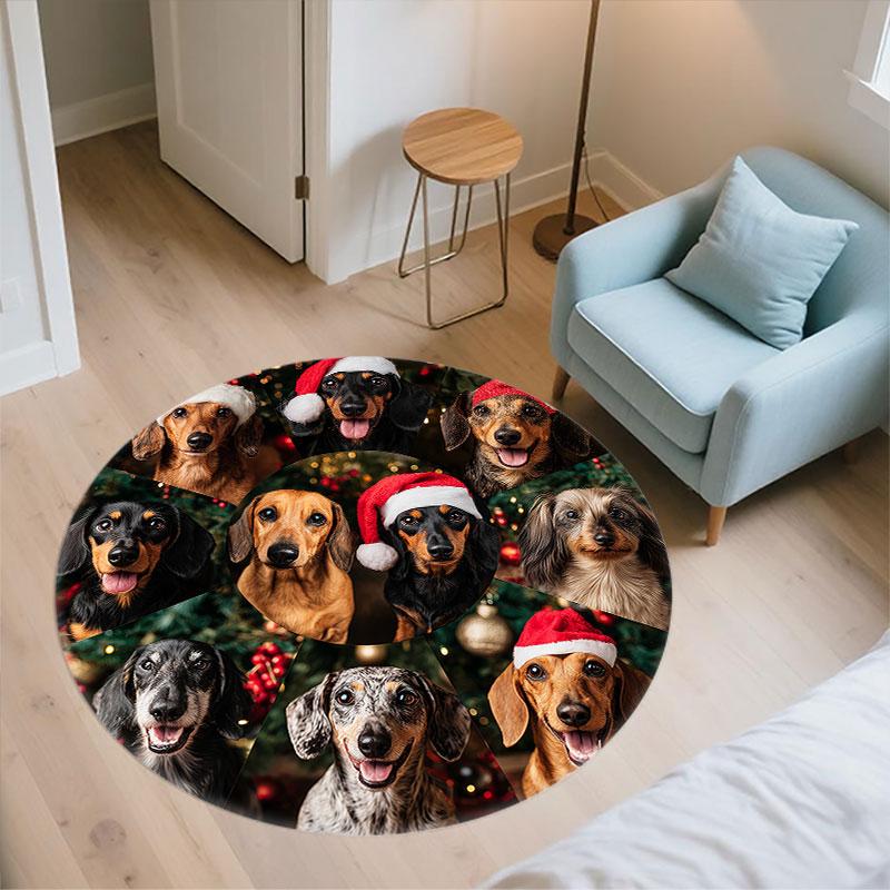 Corgi Pattern Round rug,Carpet Rug for Living Room Bedroom Playroom ,Non-slip Floor Mat,Holiday Gifts and Birthday Gifts.