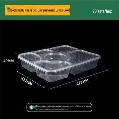Disposable 6-Compartment Thickened Plastic Takeaway Meal Boxes