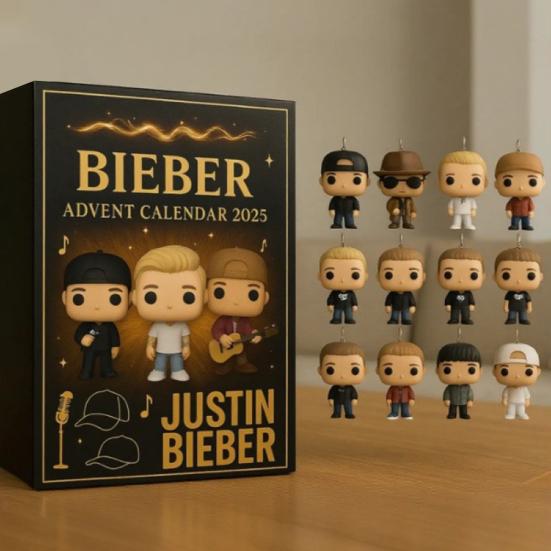 Christmas Advent Calendar 24-Day Countdown Box with Acrylic Ornaments Fun Countdown Decor for Tree Home Car Fans Gift