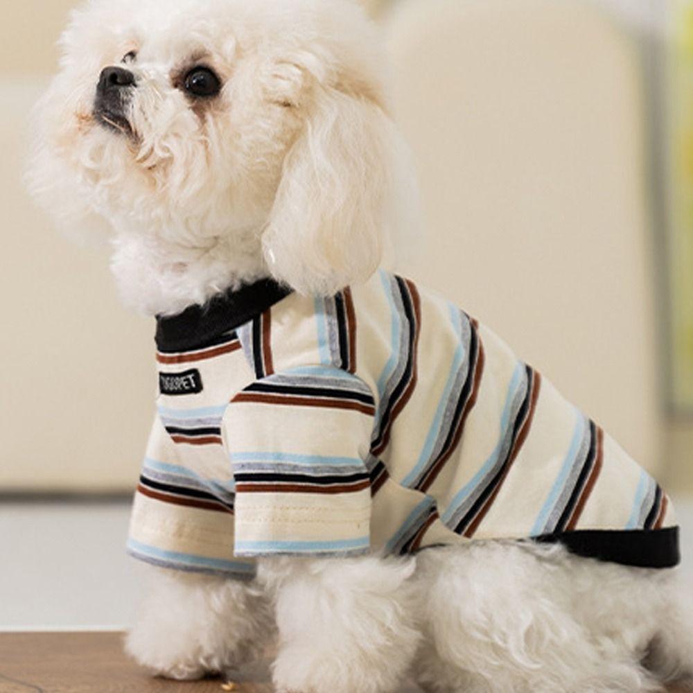 Cartoon Pet Elephant Striped T-shirt Sun Protection Cool Pet Sweatshirt Pet Clothes  Four Seasons