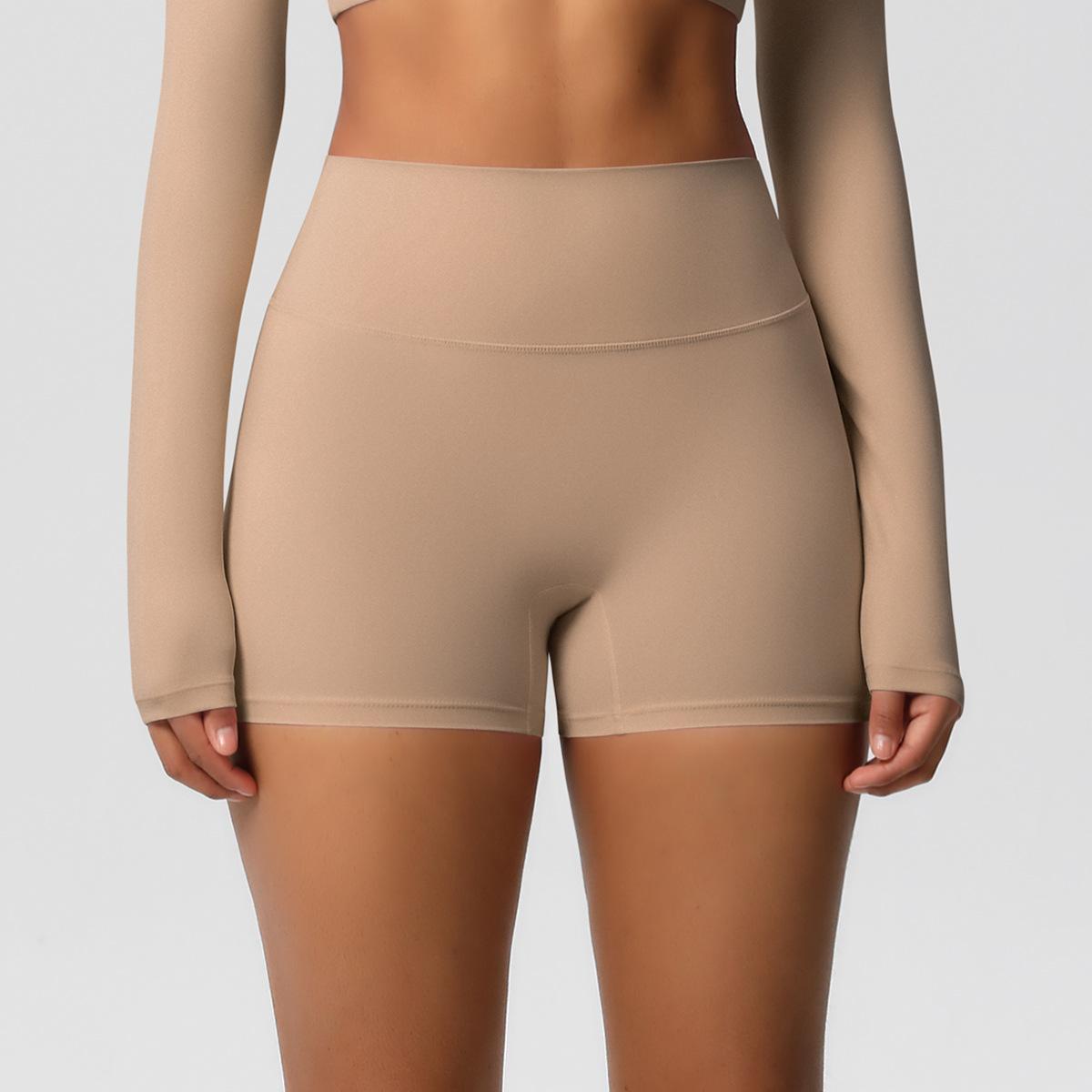 

Solid color double-sided high-waisted tight-fitting hip-lifting yoga shorts, running fitness sports three-point pants for women XL