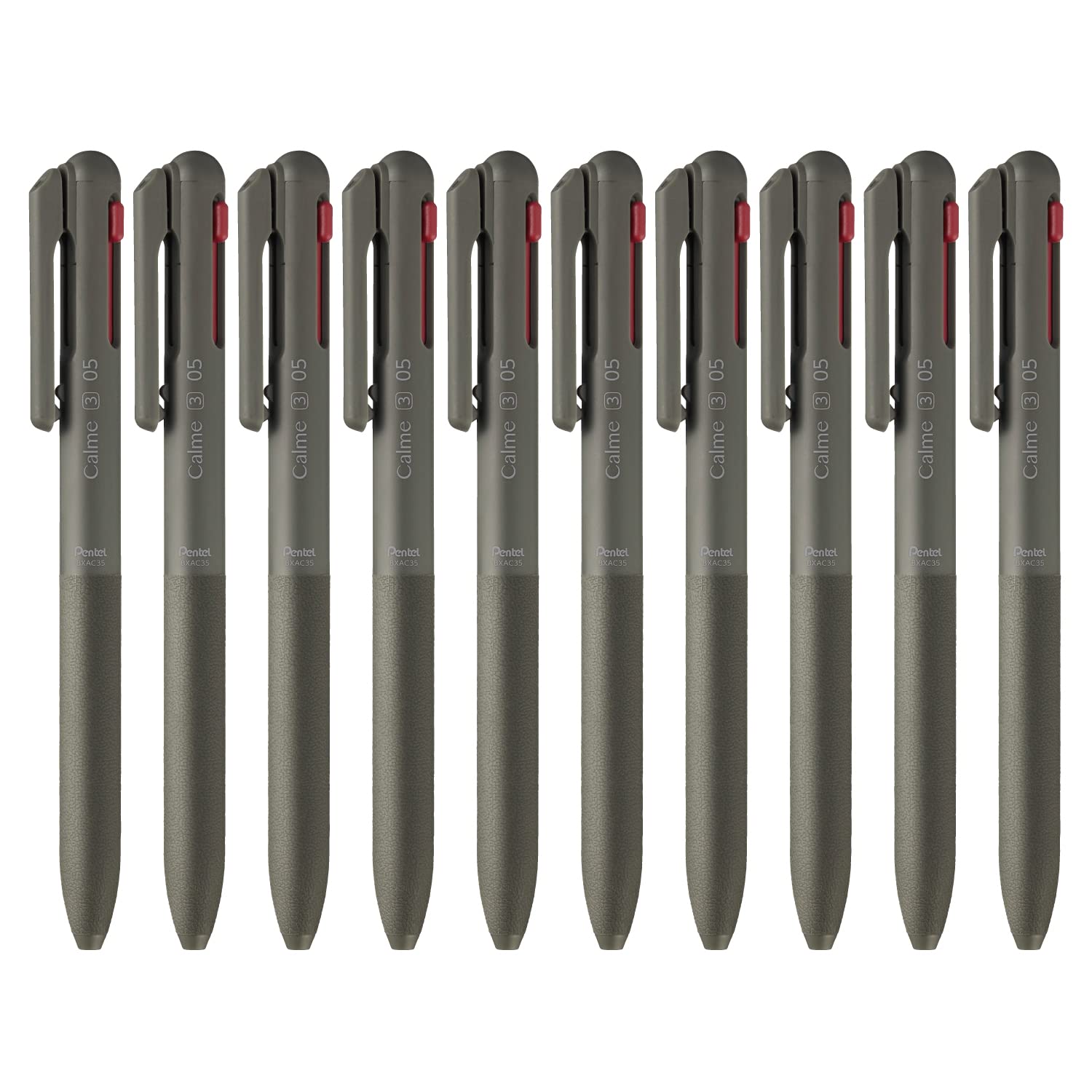 

Шариковая ручка Pentel Calme Khaki 10 шт. BXAC35D 3-цветная 0,5 мм