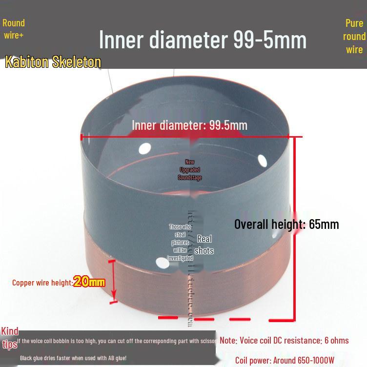 Bass Voice Coil Repair Kit: Round Wire 65.5/75.5/99.5mm, 100 Core, 12/15 Inch Speaker Parts