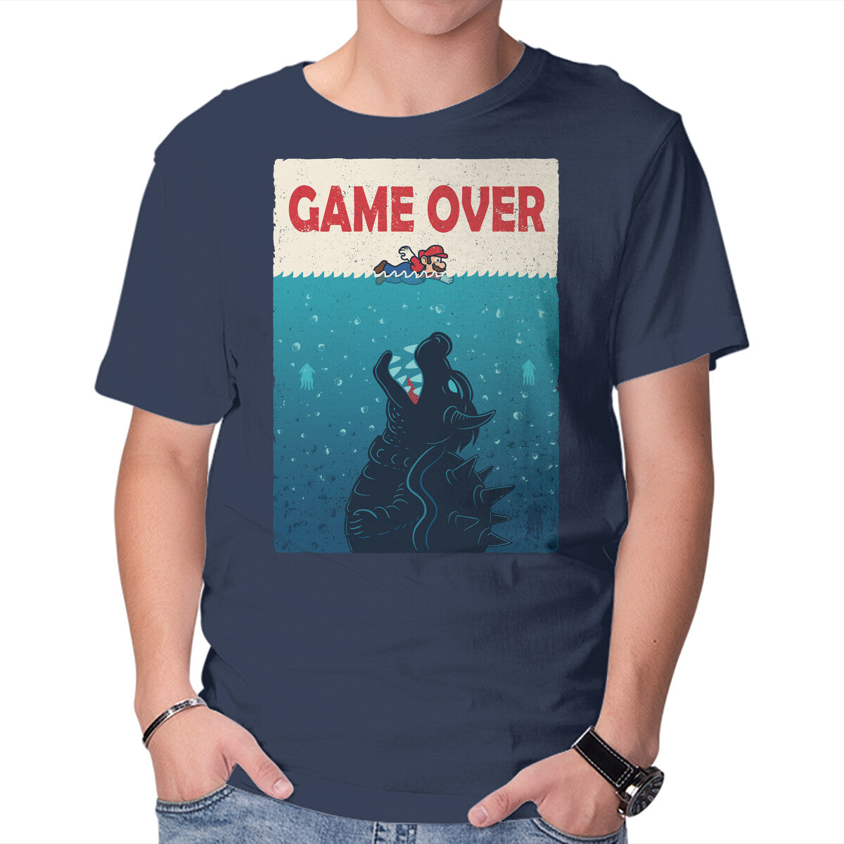Unisex Crew Neck T-Shirt Ocean Attack Graphic Short Sleeve Casual Tee XS