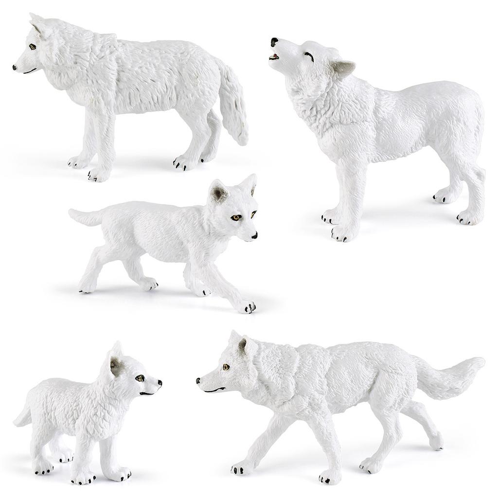 Simulation Static Forest Animal White Wolf Model Wolf Cub Arctic Wolf Growling Wolf Static Ornament Set Toy