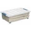Úložný box - DOMOPAK LIVING - 28 l - Kraft transparentní - Kolečka - Ergonomické rukojeti