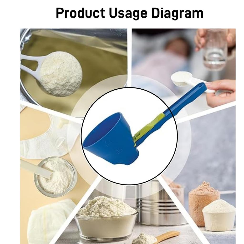 1pc Measuring Spoon Slide Scoop Funnel With Longer Handle Converts to Funnel with Silding Base for Protein Coffee Powder Spoon