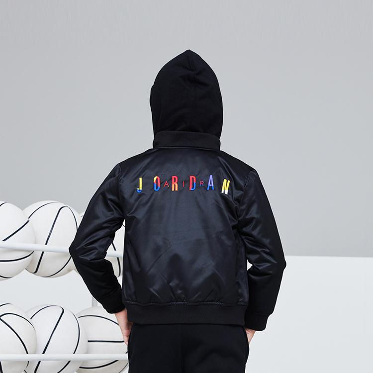 Jordan Colorful Logo Air Embroidery Long Sleeve Jacket Kids Jackets Black JD2032218GS-001-F01