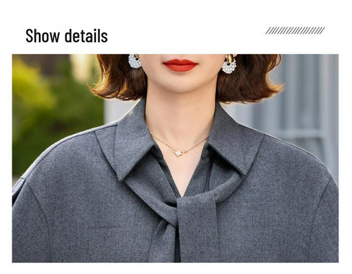 Stylish Spring/Autumn Two-Piece Set: Long-Sleeve Top & Wide-Leg Pants for Middle-Aged Women