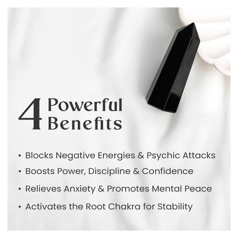 Astrotalk Black Tourmaline Crystal Tower | Natural Black Tourmaline Stone for & | Vastu Items for