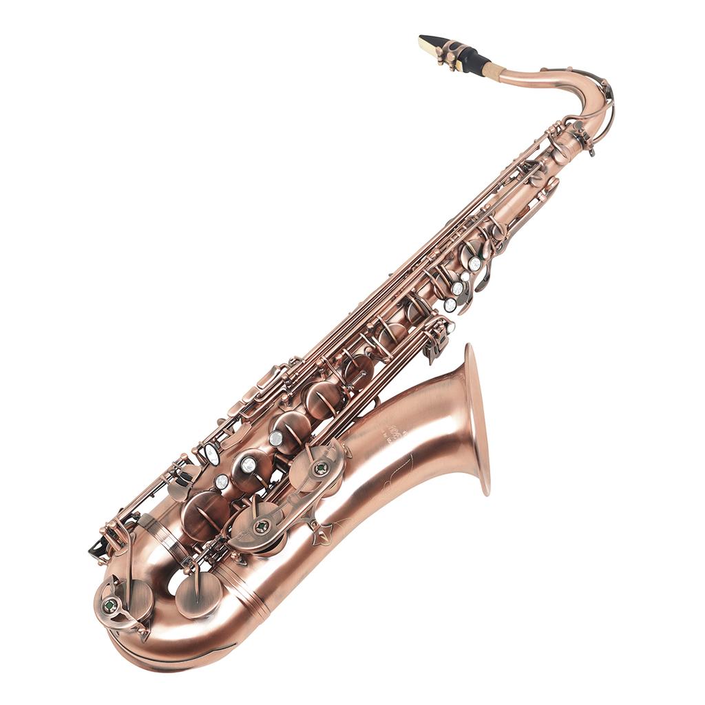 SLADE Tenor Saxophone Bb Red Brass Engraving White Shell Sax Professional Tenor Saxophone Woodwind Instrumental Set Band Bag