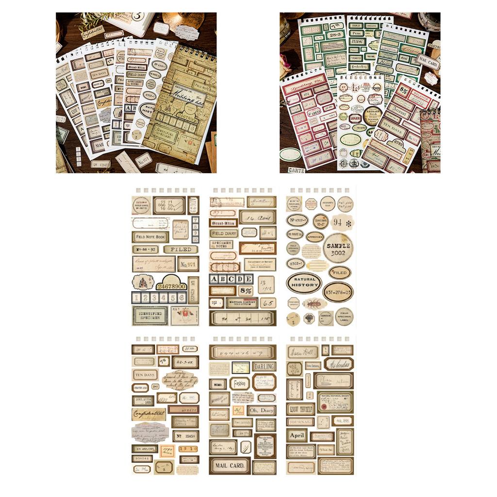 12 Stück Planer Aufkleber Bogen Retro Stil Dekorative Planer Aufkleber für Journal Kalender Sammelalbum