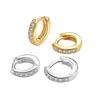 Luxury Gold Plated Round Huggie Earrings With Half Pave Crystals Chic High Quality Fashion Jewelry For Women