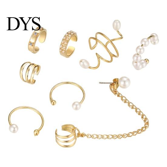 Commute Cartilage Earrings 1 Set Ear Clips Faux Pearl Rhinestone Different Shape Non-piercing C-shaped Decoration Jewelry Prom Party Cuffs