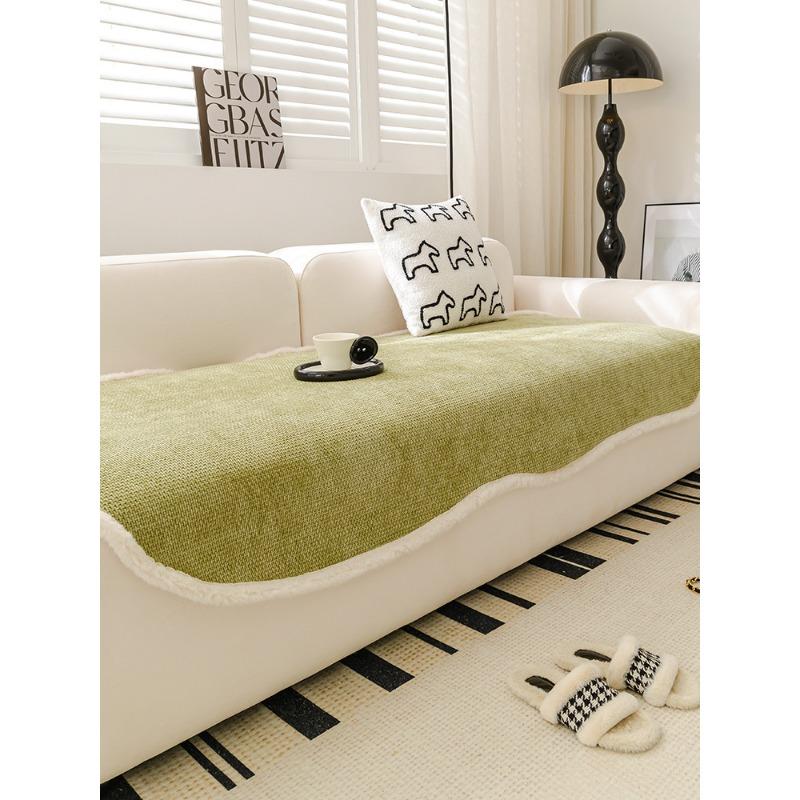 Special-Shaped Sofa Cushion Autumn and Winter Thickening Chenille Irregular High-Grade Plush Sofa Cover Towel