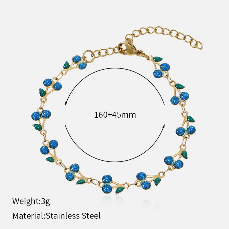 Popular ins casual and elegant wind titanium steel bracelet fruit cherry bracelet 18k gold electroplated stainless steel bracelet