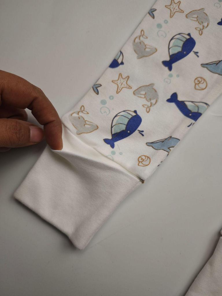 Newborn Cotton Zipper Footed Romper - Long Sleeve, All-Seasons Wear