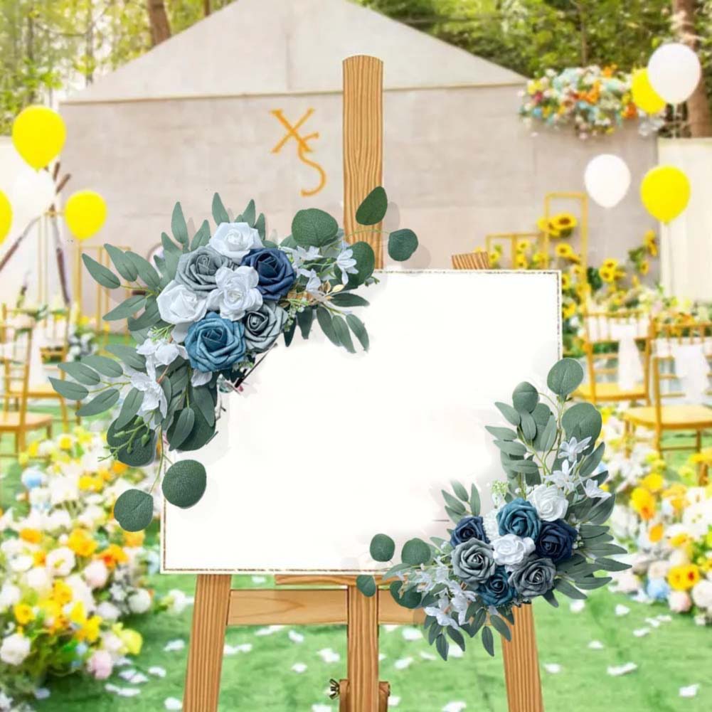 1set Chair Back Flower Simulation Bouquet Flowers Wedding Arch Flowers For Outdoor Home Decoration Plastic Party Stage Floral