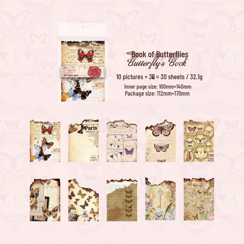 Retro Burned Pages Diary: DIY Decorative Material - 30 Sheets