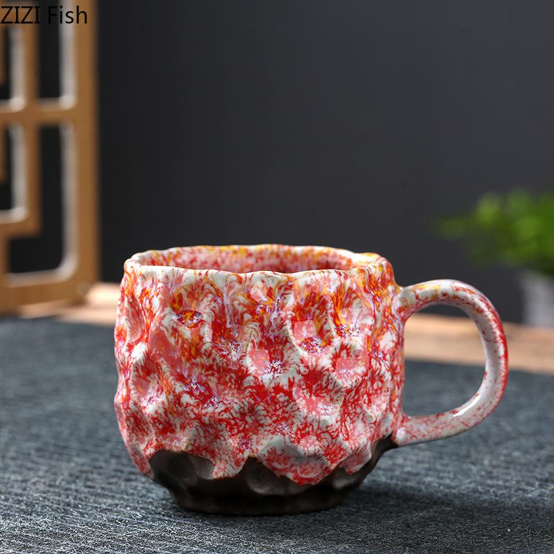 Classical Kiln Porcelain Mugs Hammer Pattern Cup Dining Table Coffee Mug Milk Cups Afternoon Tea Teacup Fruits Juice Container