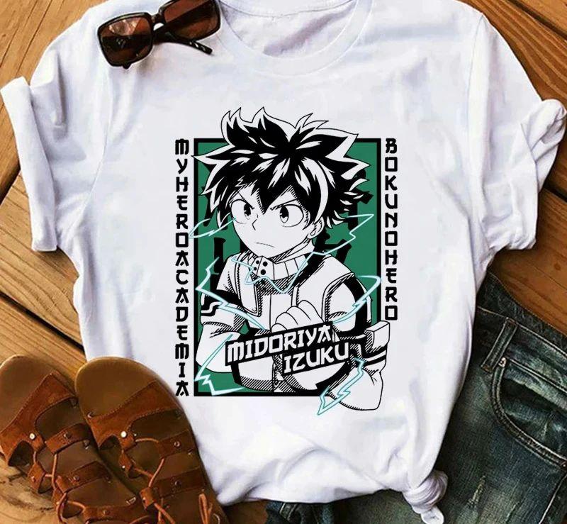 Japanese Anime My Hero Academia Graphic Fun Print T Shirt Fashion Women Retro Cotton T-shirt  Summer Loose Y2K Top T-Shirt