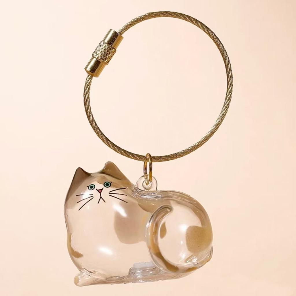 Transparent Cat Hair Storage Box Charm Gacha Cat Hair Storage Capsule Commemorative Collection Bag Keychain Pendant