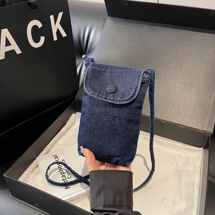 Retro washed denim mobile phone bag casual messenger bag