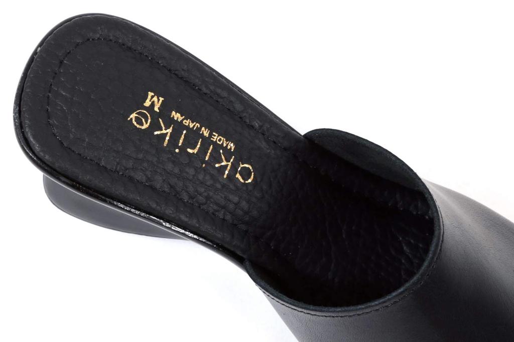 Akiriko Echtleder-Sandalen, Hergestellt in Japan, Keilsohle, Einzelriemen, Memory-Foam-Polsterung, Schwarz, Größe LL