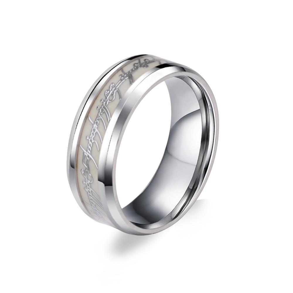 

Европейское и американское титановое светящееся магическое кольцо, флуоресцентное кольцо, ювелирные изделия из нержавеющей стали 12#