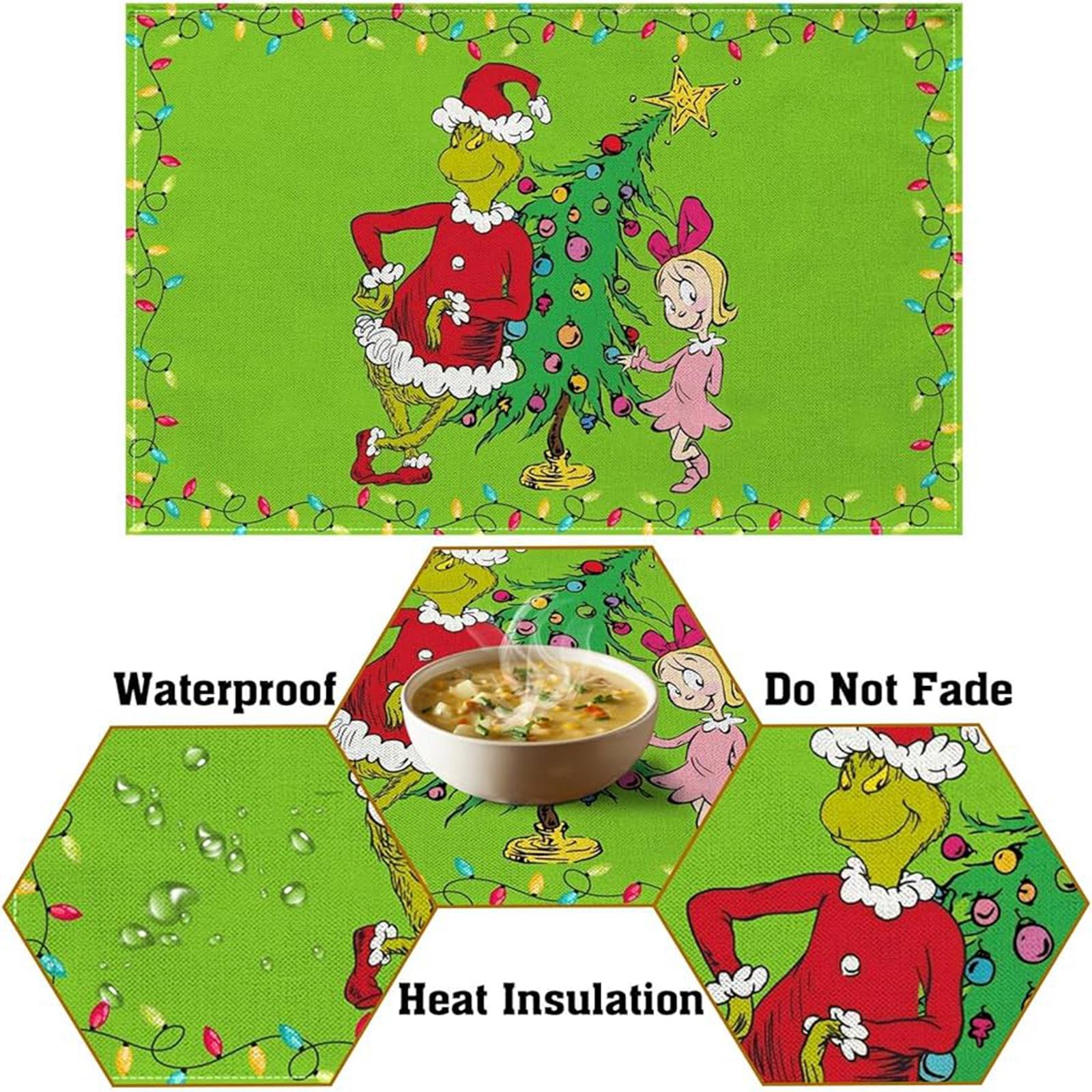

Christmas Tree Christmas Mat 4-piece Set Mat Holiday Party Christmas Table Decoration. One Size зелёный