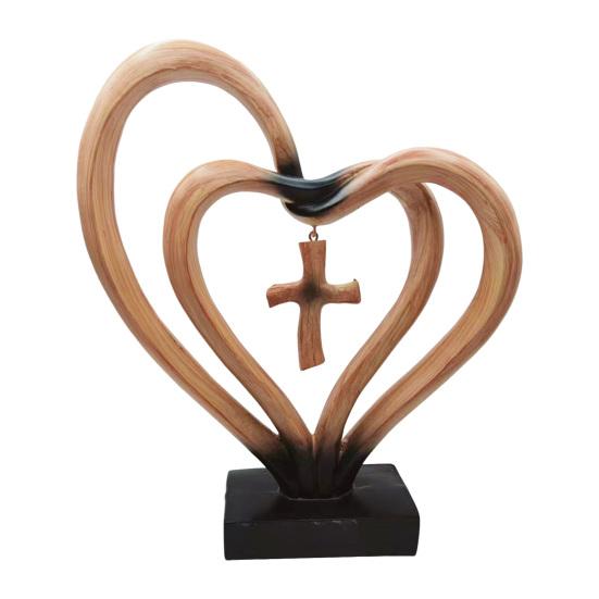 Enfeite de Mesa Base Estável Formato de Coração Figura de Resina Decoração de Mesa com Poema Sentimental São Precisos Três para o Casamento Presente de Aniversário de Casamento