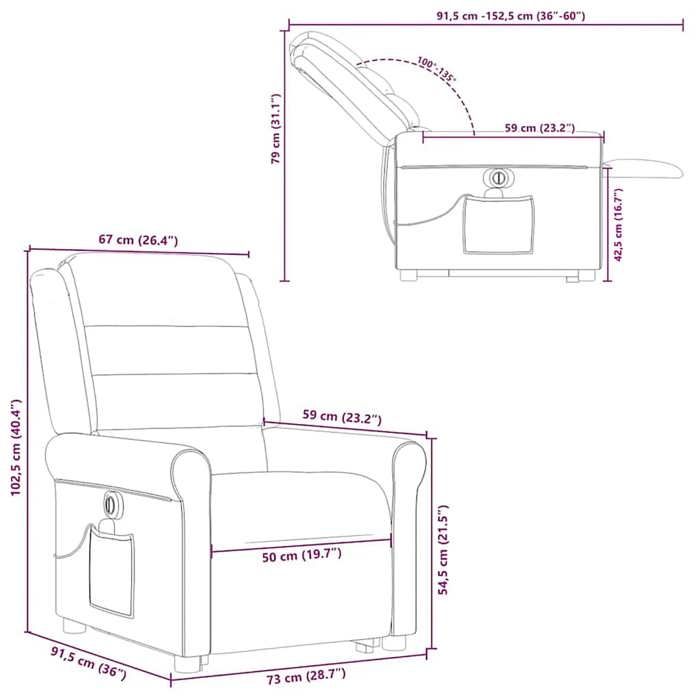 VidaXL Electric Massage Recliner Dark Grey Fabric 3303345