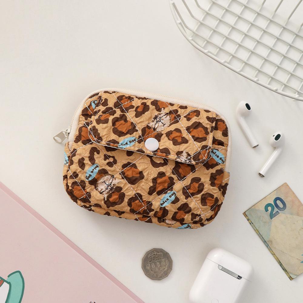 Striped Polka Dot Quilted Cotton Mini Coin and Makeup Purse