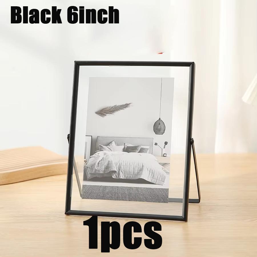 1pc 4/6inch Metal Photo Frame Gold Black Rectangle Acrylic Photo Simple Transparent for Christmas Gift Tabletop Decoration Photo