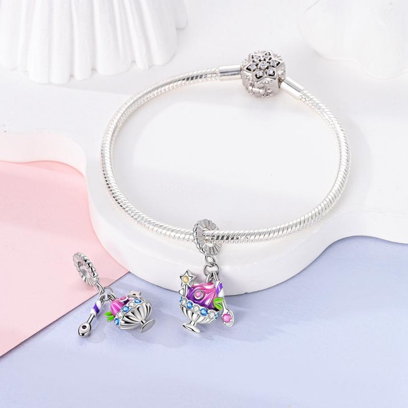 Original Charms Copper Colorful Dessert Spoon Star Pendant Fit Charms Plata Bracelets For Women Women Jewelry Making Diy