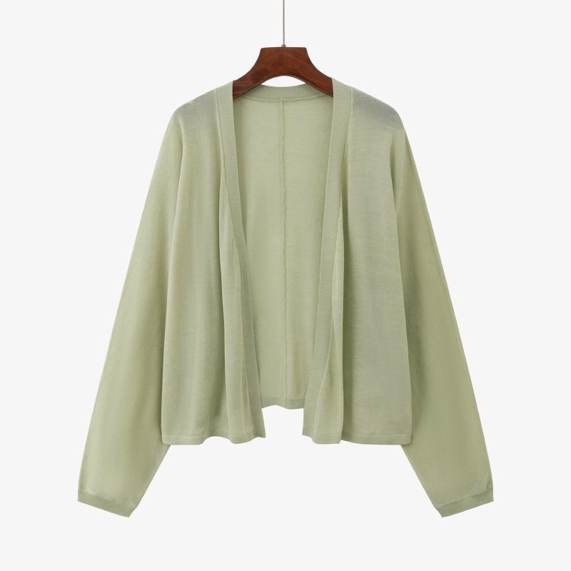 Cardigan Tricoté pour Femme Haut à Manches Longues Été Fille Ronde Chemise Climatisée Veste Protectrice du Soleil