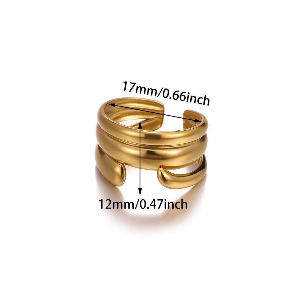 Sun Punk Anillos For Women Multilayer Broad Surface Opening Rings For Women Gold Color Stainless Steel Geometry New Ring Jewelry