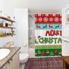 Christmas Shower Curtain Set - Holiday Bell/Christmas Tree/Snowflake Design, Waterproof Fabric, Winter Bathroom Decoration