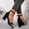 Fashion Summer Square Dance Sandals Women Adult Latin Dance Shoes Medium Heel Modern Dance Shoes Wear-resistant and Breathable
