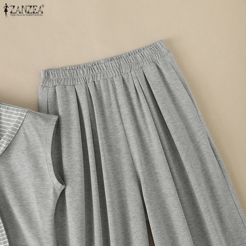 ZANZEA Women Sleeveless Blouse and Long Pants Casual Two Piece Suit Set