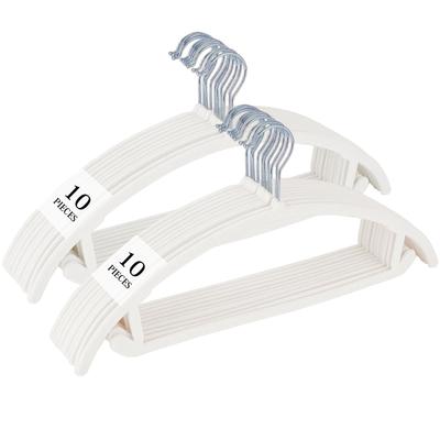 ATOKA White Non-Slip, Anti-Slip Hangers, 20-Pack, Slim, Lightweight, Velvet,