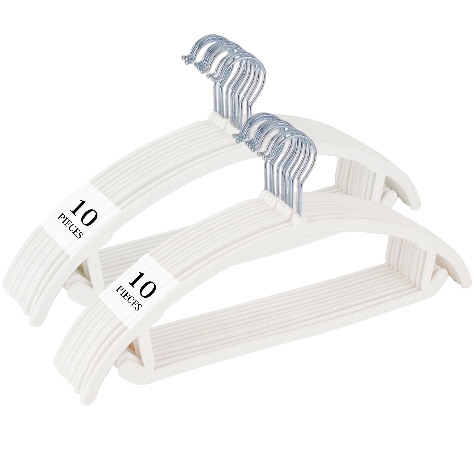 

ATOKA White Non-Slip, Anti-Slip Hangers, 20-Pack, Slim, Lightweight, Velvet, белый