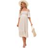 Women's Fashionable Print Round Neck Loose Short Sleeved Pocket Pullover Dress