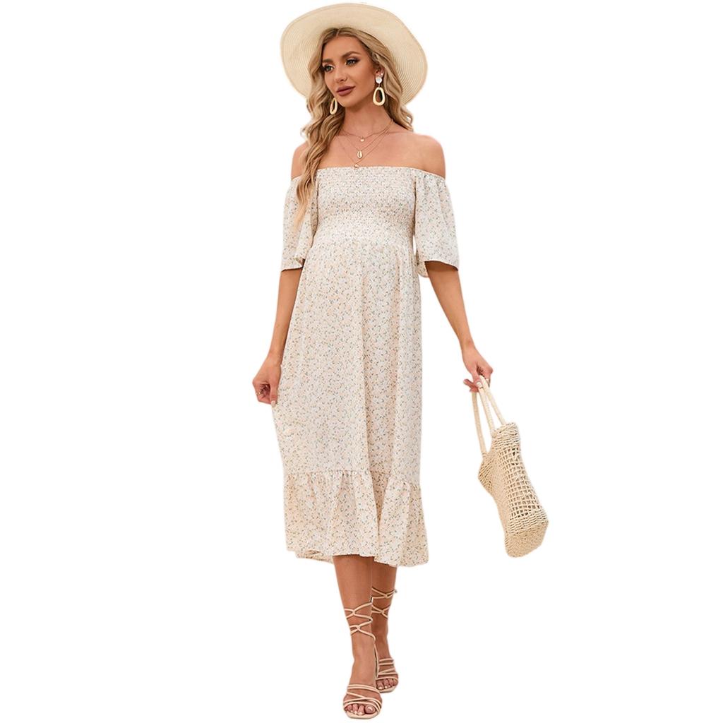Women's Fashionable Print Round Neck Loose Short Sleeved Pocket Pullover Dress