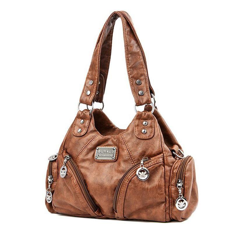 

Luxury Soft Pu Leather Brand Girls Shoulder Bags Black HandBags Tote New Arrival Mini Small Motorcycle Bags Crossbody for Women коричневый