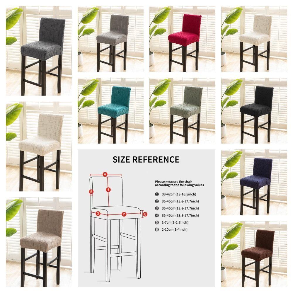 Removable Short Back Chair Covers Elastic Bar Stool Covers Chair Cushion Cover Dining Room