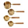 Golden Stainless Steel Measuring Set (4-Piece) with Wooden Handles
