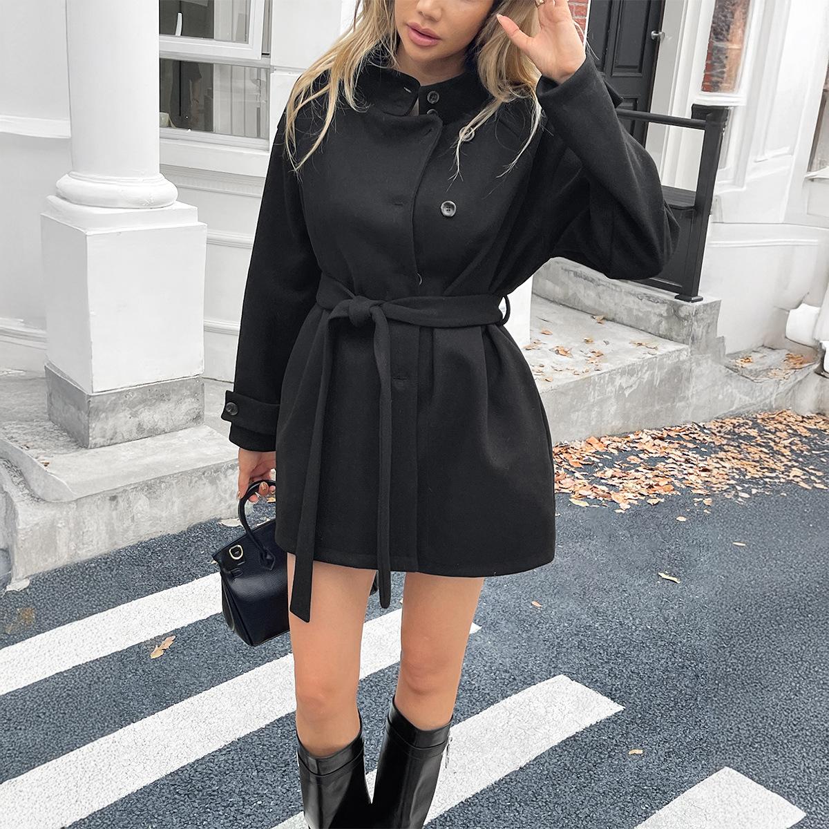 

Повседневное пальто-свитер с длинным рукавом для женщин 2025 Осень и Зима S чёрный